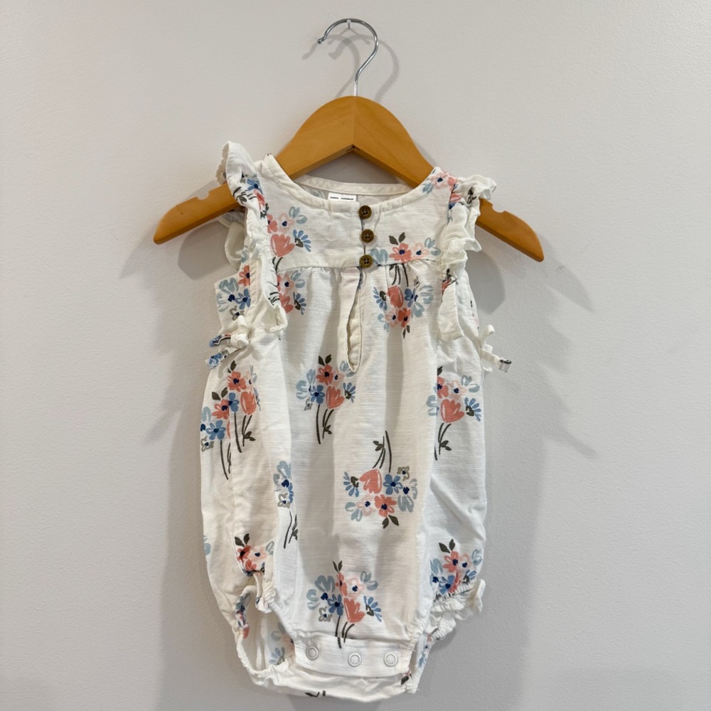 Carter's White and Blue Floral Romper
